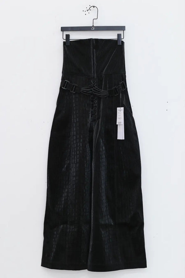 CHENPENG corset wide-leg trousers CP23AWB012 black crocodile leather